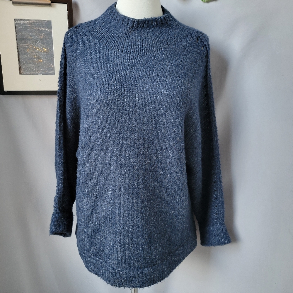Line Knitwear Mock Neck Pullover Sweater Blue‎ XS/TP